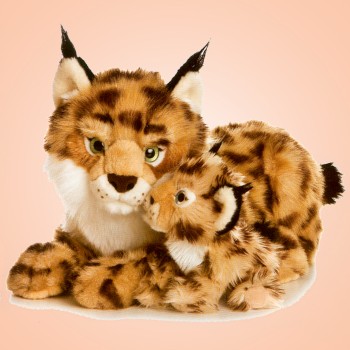 Aurora Stuffed Plush Lynx Mama and Baby